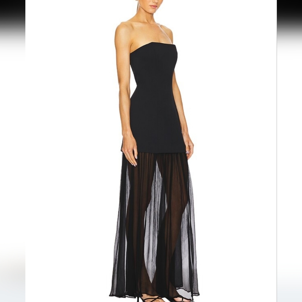 L'Academie gorgeous Black Strapless maxi Dress Size XS & L new with tags - Picture 3 of 11